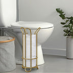 BROOKSTONE Toilet Paper Holder Stand, Modern and Minimal Free Standing Toilet Paper Stand with Storage, Bathroom Tissue Organizer that Holds Mega Rolls - Gold