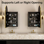 Arched Medicine Cabinet Mirror No Assembly Needed Bathroom Mirror with Storage Recessed or Surface Mount Options (Gold, 29.5" L x 15.8" W)