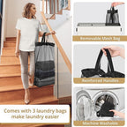 180L Laundry Hamper 3 Section, Large Laundry Basket with Lid, Laundry Basket Organizer with Handles, White Divided Laundry Baskets, Clothes Hampers for Laundry, Bedroom, Bathroom
