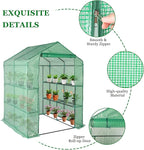 57 x 57 x 74'' Greenhouses for Outdoors, Durable Green House Kit with Window, Thicken PE Cover, 3 Tiers 8 Shelves, Heavy Duty Walk in Green Houses for Indoor Backyard Outside