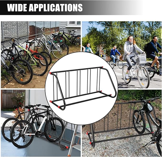 Commercial Grid Bike Rack for 5 Bikes - Heavy Duty Metal Bike Stand Floor, 39.7 LBS Q235 Steel Outdoor Bicycle Parking Rack for Garage, Retail, School, Backyard, Bike Shop (Single Side)