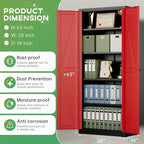 INTERGREAT Metal Storage Cabinet with Magnetic Doors, 63" H Modern Classic Style Metal Cabinets with 2 Doors and 4 Adjustable Shelves for Home Office, Kitchen, Bathroom (Black Red)