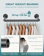 OROPY Industrial Pipe Clothes Rack 21.2” Set of 2, Heavy Duty Wall Mounted Black Iron Garment Bar, Multi-Purpose Clothing Hanging Rod for Laundry Room and Closet Storage