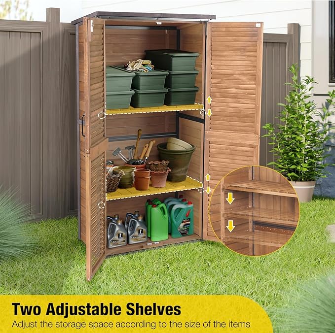 Aivituvin Outdoor Storage Shed with Floor - Strong Metal Frame, Adjustable Shelves, Ventilated Blinds - Ideal for Garden Tools Cabinets Waterproof - Best in Sheds & Outdoor Storage