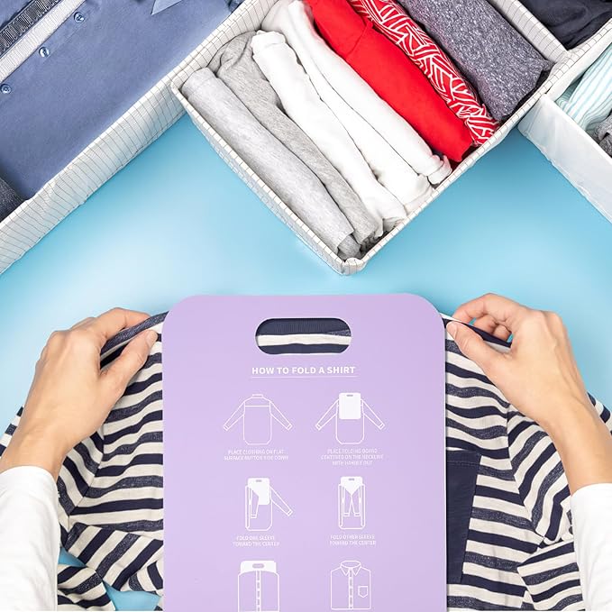2pcs Shirt Folding Board Clothes Folder Pp Laundry Folding Tool for Home Use Purple