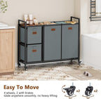 Hoctieon 4 Section Laundry Cart, 48 Gal. (182L) Laundry Hamper with Lid, Laundry Basket with Wheels, Rolling Laundry Sorter Organizer with Shelf, Clothes Separator with Removable Bags, Gray
