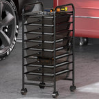 Simple Houseware Utility Cart with 8 Drawers Rolling Storage Art Craft Organizer, Black