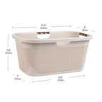 Mind Reader 40L Laundry Basket, Linen Design Clothes Hamper, Plastic Storage Bin with Handles, Ivory