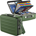 Fireproof Document Box with Lock, Hard-Shell Fireproof Safe for Home Documents, Portable Travel Fire Proof File Box for Passport Laptop Certificates, Alpine Green