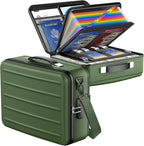 Fireproof Document Box with Lock, Hard-Shell Fireproof Safe for Home Documents, Portable Travel Fire Proof File Box for Passport Laptop Certificates, Alpine Green