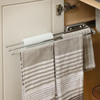 Rev-A-Shelf Under Sink Hand Towel Holder for Kitchen and Bathroom Cabinets, Pullout Extension 3 Prong Wire Dish Rag Rack Hanger, Chrome, 563-47 C