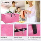 6 Pack Heavy Duty Large Moving Bags W/Backpack Straps - Strong Handles & Zippers, Storage Totes For Space Saving, Fold Flat, Alternative to Moving Box and Storage Bin, Pink