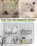 6 Pack Wire Baskets, Grid Panel Hanging Wall Basket, Grid Wall Accessory, Display and Storage Wall Basket for Kitchen, Home Decor, Potted Plants