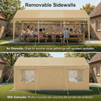 COBIZI 10x20 FT Heavy Duty Carport with Galvanized Frame, Carport Canopy with Roll-up Windows, Storage Tent with Removable Sidewalls & Doors, Built-in Sandbags for Car Boat Truck, Khaki