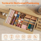 Lifewit 4" High 5 Pack Bamboo Drawer Dividers 43-54cm/17-21.5" Adjustable Wooden Drawer Organizer for Clothes/Utensils, Expandable Drawer Separator for Dresser/Kitchen/Bedroom/Office Organization