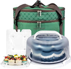 TMRIOPELP Tall Cake Carrier with Lid and Handle Insulated Cake Container Cake Transport Carrier Ideal for Pies Cupcakes and Pastries Perfect for Safe and Secure Cake Delivery (Green, 10 inch)