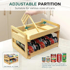 MinBoo Adjustable Can Organizer Rack, Two Tier Bamboo Stackable FIFO Cans Dispenser, Modern Style, Countertop, Assembly Required, Anti Shedding