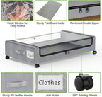 Under Bed Storage with Wheels, 4-Pack Underbed Storage Containers with Clear Lids, Under Bed Shoe Storage Organizer, Rolling Under Bed Storage for Clothes Shoes Blankets (Grey)