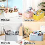 Multiuse Caddy Organizer w/ Handle - Stackable Plastic Tote Bin - Art Craft Supplies, Office, Desk, Stationery Pen Holder, Kitchen, Utensil, Makeup, Bathroom, Shower, Cleaning, Dorm Organizer - Yellow
