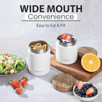 Stainless Steel Insulated FoodJar Set of 2 (16oz + 12oz) | Wide Mouth | Soup Thermo for Hot Food Lunch Container | Thermal LunchBox | Insulated Soup Bowl | Hot and Cold Lunch Box for Adults | Vanilla