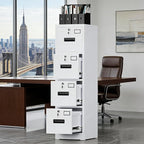 SUXXAN 4 Drawer File Cabinet, Metal Vertical File Storage Cabinet with Lock, Office Home Steel File Cabinet for A4 Letter/Legal Size, Assembly Required