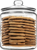 1 Gallon Glass Cookie Jar with Lid – Glass Jar with Lid - Airtight Food Storage Container for Cookies, Candy, Flour, Dog Treats – Clear Large Kitchen Jar for Pantry - Glass Containers with Lids