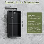 11x23 Inch Recessed Medicine Cabinet, Black Medicine Cabinet No Mirror, 304 Stainless Steel Bathroom Wall Niche Cabinet with 2-Tier for Bathroom, Living Room