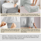 6 Pack Space Saving Comforter Storage Bag with Handle, 3-Layer Compression Blanket Storage Bags Adjustable In 3 Sizes (142L, 107L, 71L), Washable Bedding Organizer For Pillow Duvet Clothing Plush Toy