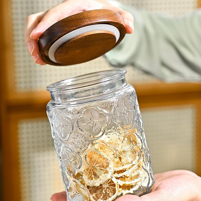 3-Pack 24oz Glass Jar With Airtight Lid,Kitchen Canisters For Countertop,Coffee Sugar Container Set,Pantry Glass Storage Containers For Flour,Candy,Loose Tea,Snack, mason jars