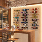 Wine Rack Wall Mounted: 16 Bottles Wine Bottle Holder Hanging Bar Liquor Storage Organizer of Cabinet Kitchen - Designed for SpaceSaver (16 Bottles)