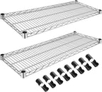 2 Pack Additional Wire Shelf for Wire Shelving Units Chrome Finish Shelving Weight Capacity 600-800 Lb, Heavy Steel Industrial for Warehouses, Closets, Kitchen(Sliver,18" W X 36" L)