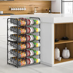 BTY Can Organizer for Pantry Stackable 2 Pack, Can Storage Organizer Rack Stacking Can Dispensers Small Space Holds up to 36 Cans for Pantry, Kitchen, Cabinet Black
