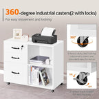 Yaheetech File Cabinet Mobile Letter Size File Organization Unit Mobile Lateral Filing Cabinet Printer Stand for Home and Office,White