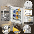 30x32 Lighted Medicine Cabinet Mirror with Magnifying & Night Lamp, 155° Soft-Close Hinge, Surface or Recessed Medicine Cabinet with Lights & Outlet, GFCI,Time Display& Inner Light,Hardwired