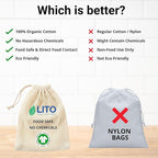 Organic Cotton Mesh Produce Bags – Large Reusable Grocery Bags (4 Pack) | Washable, Lightweight & Breathable Storage for Fruits, Vegetables, Bulk Foods & Zero Waste Living 10"x18"