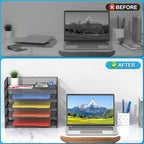 2 Sets 5-Tier Paper Organizer,Paper Tray Holder for Desk,File Holder/Sorter,Legal/Letter Size,A4,File Folder Shelf Organizer for Office,Home,Solid Steel,Mesh,Sturdy,Leakproof,Large Capacity