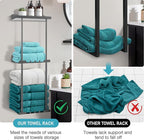 Hommtina Wall-Mounted Towel Rack & Holder - Rust-Resistant Bathroom Organizer with No Drill Installation, Space-Saving Design for Kitchen, Laundry Room (Grey)