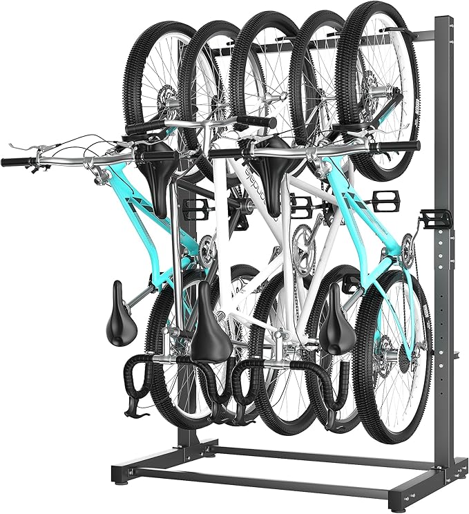 Ultrawall Freestanding Bike Rack, Vertical Bike Storage Stand for Garage, Indoor Bicycle Organizer, Holds Up to 5 Bikes
