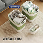 TECHMILLY Collapsible Plastic Laundry Basket Hamper with Handles, 35L Portable Rubber Clothes Basket, Pop Up Storage Container/Organizer with Hanging basket for Washing & Storage, Green