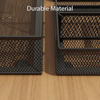 Desk Drawer Organizer Set, 3 Pcs Metal Mesh Office Drawer Organizers, Paper Organizer Letter Tray for Desk, Junk Drawer Organizer for Office, Kitchen, Makeup, Vanity