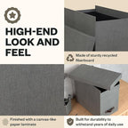 Bigso John Desktop File Box - Storage Solution and Document Organizer for Important Paperwork - Durable Hanging File Box with a Lid and Leather Handle - 7.36 in x 13.26 in x 10.51 in - Grey