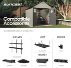 Suncast 8x10 Ft. Outdoor Storage Shed - Large Resin Outdoor Shed with Floor Included, Lockable Double Doors & Skylights. 547 Cu Ft Tremont Garden Resin Sheds for Lawn Tools, Riding Mowers, & Bikes