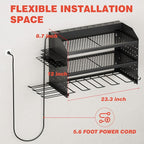 Power Tool Organizer Wall Mount with Charging Station, 8 Outlet Heavy Duty Metal Garage Tool Storage Rack, 23 Inch 3 Tier Shelves for Workshop & Garage Organization