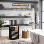FILWH Laundry Hamper with Lid (16.9 * 13 * 26.5inches) Large Bamboo Laundry Bin Basket 85L Clothes Hamper with 1 Removable Bag Storage baskets for Bathroom(Black)