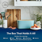 Sonder Los Angeles Union Large Bread Box | Fits Full Sourdough Loaves and More | Breadbox with Cutting Board | Homemade Bread Bin Storage Container | 14.25x9.25x7 in | Blue Green