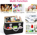 Godery Desktop Tote and Organizer, Teacher Helper Bag for Arts, Books, Stationery, Office Desk Organization, Make-up Storage with Handles for Travel (BLACK-2)