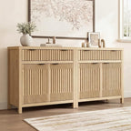 FLOWBACK Fluted Buffet Cabinet with Storage,34" Tall Kitchen Sideboard Cabinet Modern Credenza with Fluted Doors & Shelves Farmhouse Coffee Bar Media Console Accent Cabinets for Living Room, Entryway