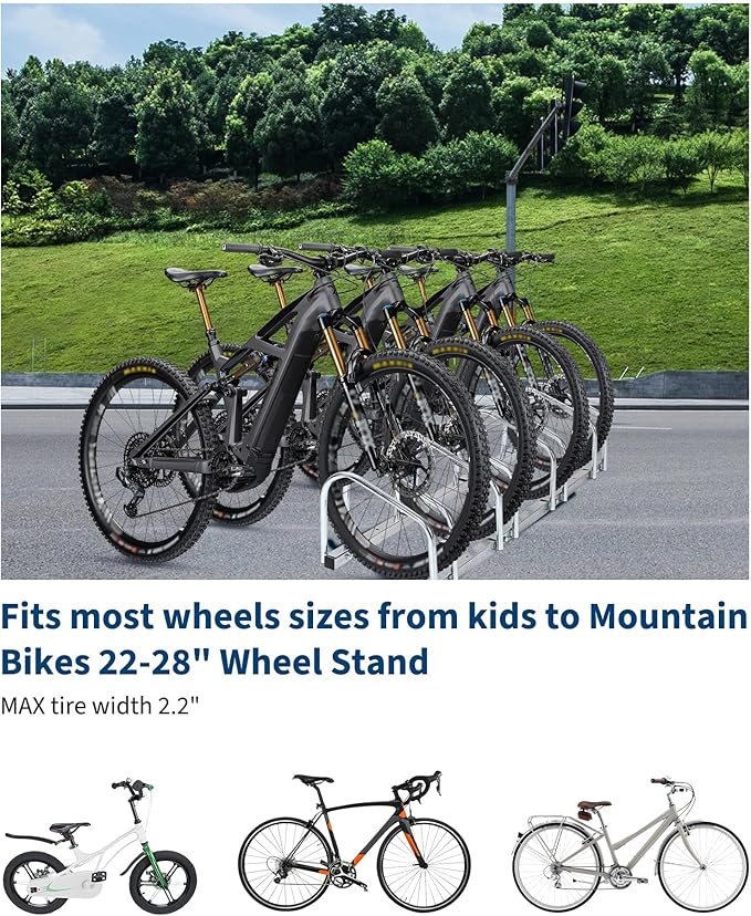 Bike Floor Stand, Freestanding Bike Parking Rack for Garage, Heavy Duty Bicycle Storage Organizer Fit 22-28" Wheels & 2.2" Tire Width,Indoor Outdoor Bike Storage Stand for Home, Apartment, Bike Shop