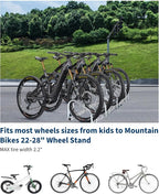Bike Floor Stand, Freestanding Bike Parking Rack for Garage, Heavy Duty Bicycle Storage Organizer Fit 22-28" Wheels & 2.2" Tire Width,Indoor Outdoor Bike Storage Stand for Home, Apartment, Bike Shop