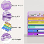 6 Tier Paper Organizer, Purple Letter Tray with Handle, Mesh Desk Organizer, Metal File Organizer, Office Desk Accessories for Home, Office, Classroom, School
